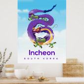Incheon Zuid-Korea Dragon Poster (Keuken)