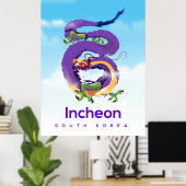 Incheon Zuid-Korea Dragon Poster (Thuiskantoor)