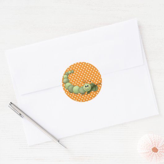 Inchworm Ronde Sticker (Envelop)