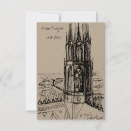 Incl uit de vrije hand tekening Uit Praag met Lief Bedankkaart