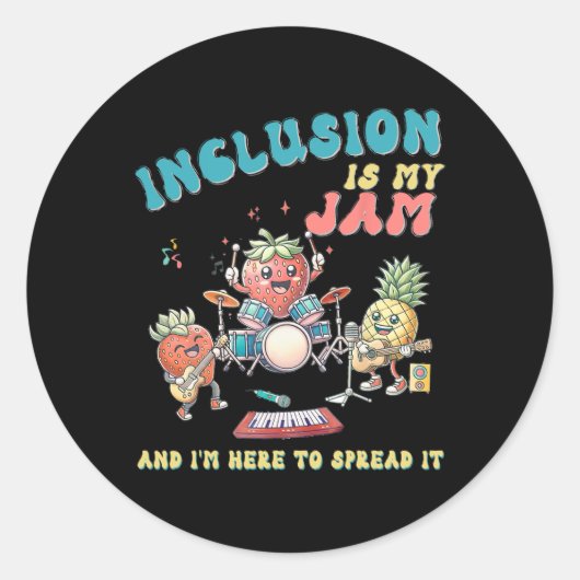 Inclusie is mijn jam autisme bewustzijn (2) ronde sticker (Voorkant)