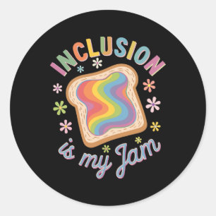 Inclusie is mijn jam autisme bewustzijn ronde sticker
