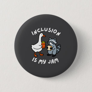 Inclusie Is Mijn Jam Funny Goose Wasbeer Autisme B Ronde Button 5,7 Cm