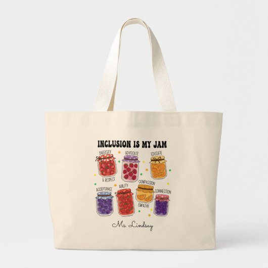 Inclusie is mijn Jam Grappig Grote Tote Bag (Voorkant)