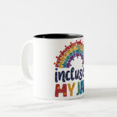 Inclusie is mijn jam tweekleurige koffiemok (Voorkant links)