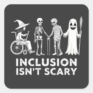 Inclusie is niet eng Griezelige Skeletleraar Vierkante Sticker