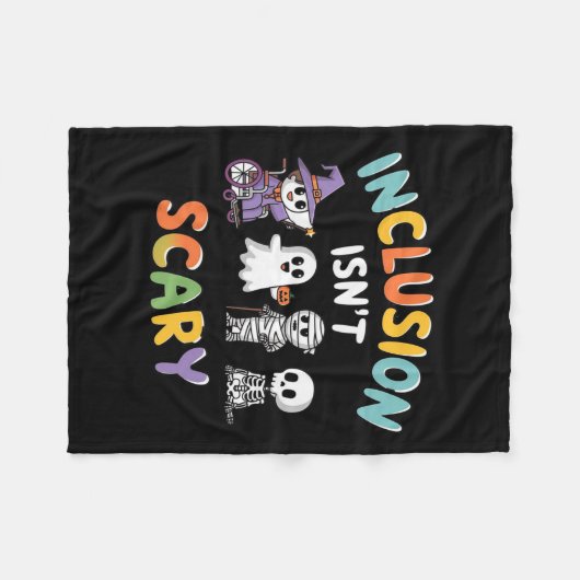 Inclusie is niet eng Mummy Boo Ghost Halloween Fleece Deken (Voorkant (Horizontaal))