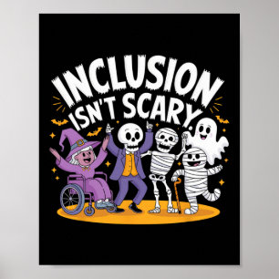 Inclusie is niet eng Teacher Skeleton Ghost Schatt Poster