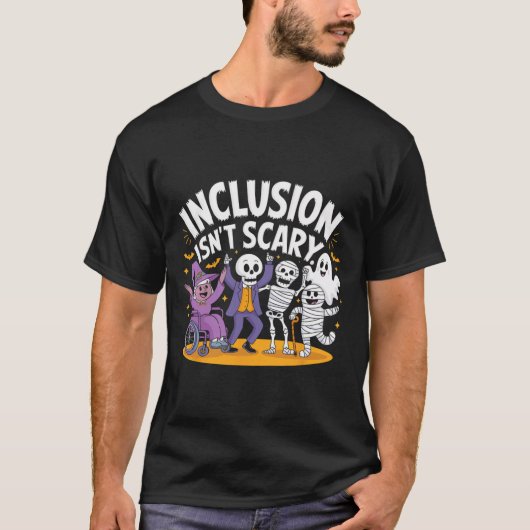 Inclusie is niet eng Teacher Skeleton Ghost Schatt T-shirt (Voorkant)