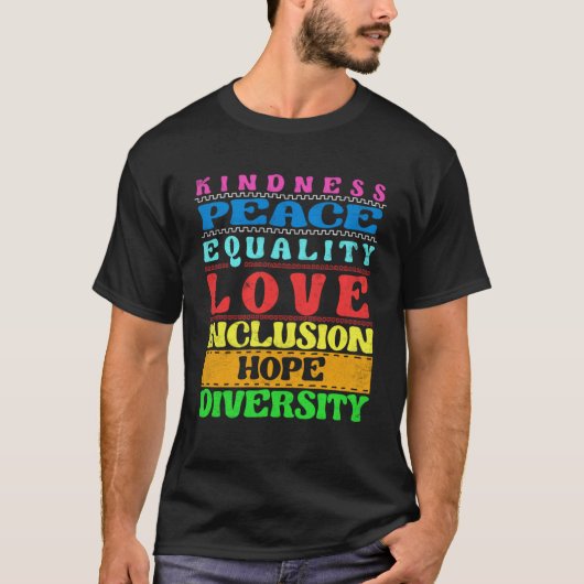Inclusie Vriendelijkheid Vrede Liefde Diversiteit  T-shirt (Voorkant)
