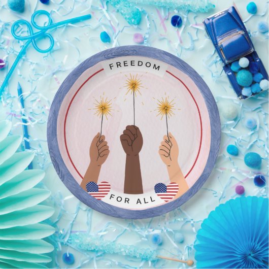 Inclusief 4 juli - Vrijheid voor iedereen Papieren Bordje (Feest)