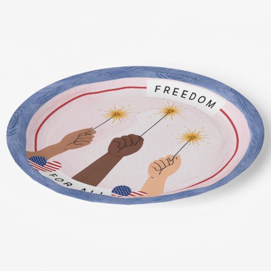 Inclusief 4 juli - Vrijheid voor iedereen Papieren Bordje (Gekanteld)