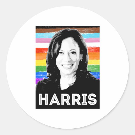 Inclusief Harris Pride-Poster Ronde Sticker (Voorkant)