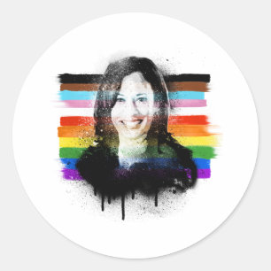Inclusief Kamala Harris Pride Graffiti Ronde Sticker