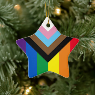 Inclusief 'Lgbtq gay diversity flag star' Keramisch Ornament