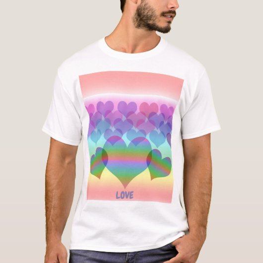 Inclusief pasteelregenboog van hart en liefde t-shirt (Voorkant)