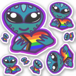 Inclusief regenboogpride Alien-Stickers Sticker