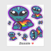 Inclusief regenboogpride Alien-Stickers Sticker (Vel)