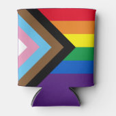 Inclusief vlag voor homodiversiteit bij regenboogb blikjeskoeler (Voorkant)