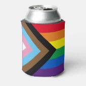 Inclusief vlag voor homodiversiteit bij regenboogb blikjeskoeler (Blikje Achterkant)