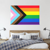 Inclusief vlag voor homodiversiteit bij regenboogb canvas afdruk (Insitu (Slaapkamer))