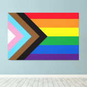 Inclusief vlag voor homodiversiteit bij regenboogb canvas afdruk (Insitu (Houten vloer))