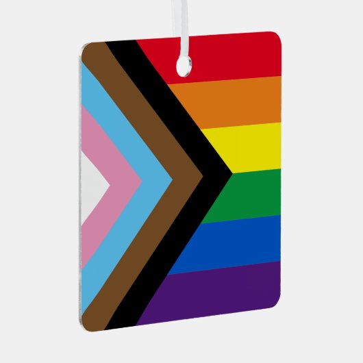 Inclusief vlag voor homodiversiteit bij regenboogb metalen ornament (Voorkant Rechts)