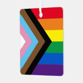 Inclusief vlag voor homodiversiteit bij regenboogb metalen ornament (Voorkant links)