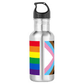 Inclusief vlag voor homodiversiteit bij regenboogb waterfles (Achterkant)