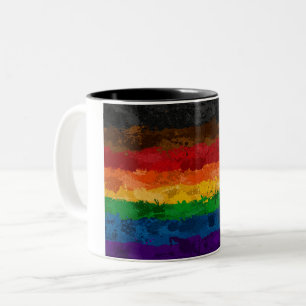 Inclusief vlag voor regenboogverf tweekleurige koffiemok