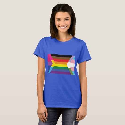 Inclusief vlag w/ Bi, Pan, Trans en GQ kleuren T- T-shirt (Voorkant volledig)