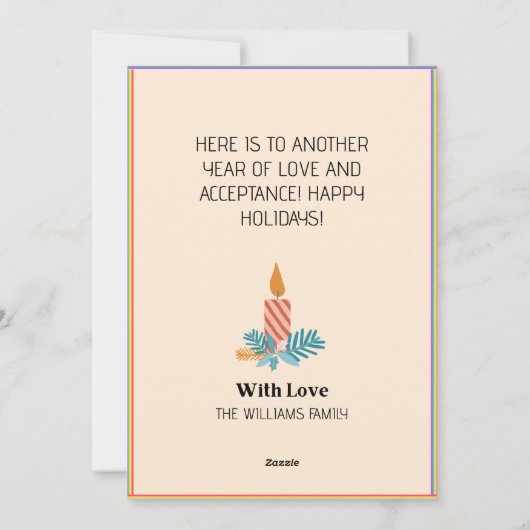 Inclusieve Boho Vrede Liefde LGBTQ Kerstkaart  (Achterkant)