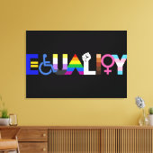 Inclusieve gelijkheid vlag donker canvas afdruk (Insitu (Woonkamer))