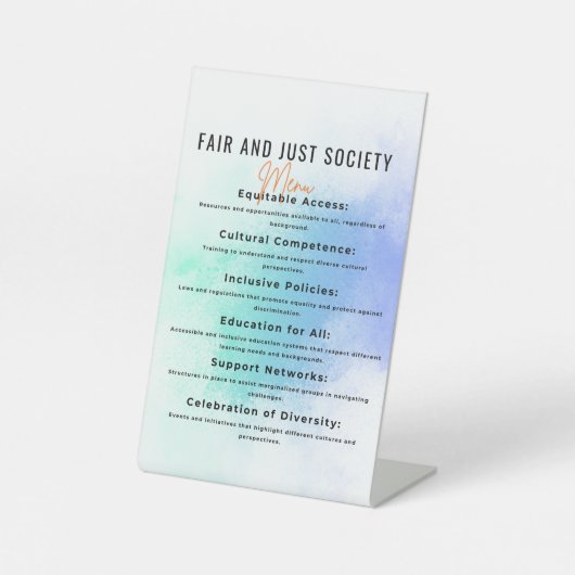 Inclusieve gemeenschap voor eerlijkheid en duiker reclamebord met voetstuk (Voorkant)