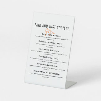 Inclusieve gemeenschap voor eerlijkheid en duiker reclamebord met voetstuk