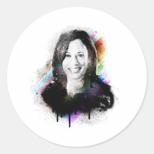 Inclusieve Pride Kamala Harris Spray Paint Ronde Sticker