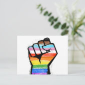 Inclusieve Progress Pride Vuist Briefkaart (Staand voorkant)