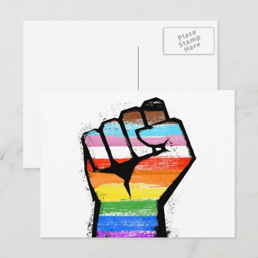 Inclusieve Progress Pride Vuist Briefkaart (Voorkant / Achterkant)