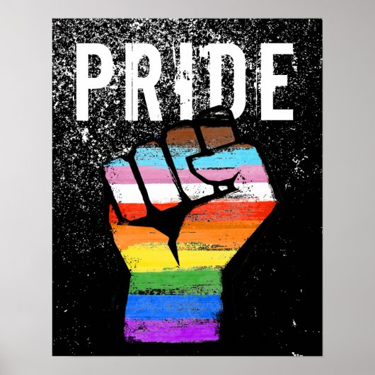 Inclusieve Progress Pride Vuist Poster (Voorkant)