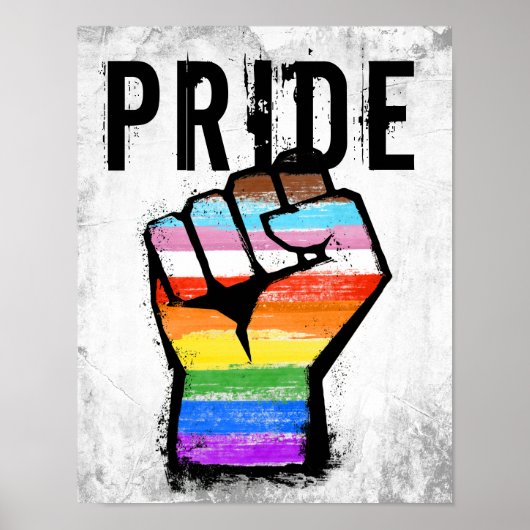 Inclusieve Progress Pride Vuist Poster (Voorkant)