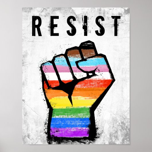 Inclusieve Progress Pride Vuist Poster (Voorkant)