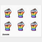 Inclusieve Progress Pride Vuist Ronde Sticker (Vel)