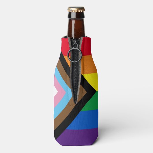 Inclusieve regenboog LGBTQ gay pride vlag Flesjeskoeler (Fles Achterkant)