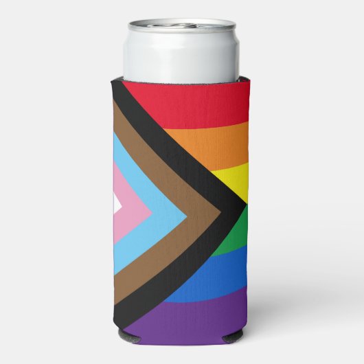 Inclusieve regenboog LGBTQ gay pride vlag Seltzer Blikjeskoeler (Seltzer Achterkant)