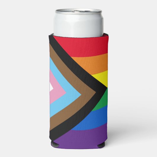 Inclusieve regenboog LGBTQ gay pride vlag Seltzer Blikjeskoeler (Seltzer Voorkant)