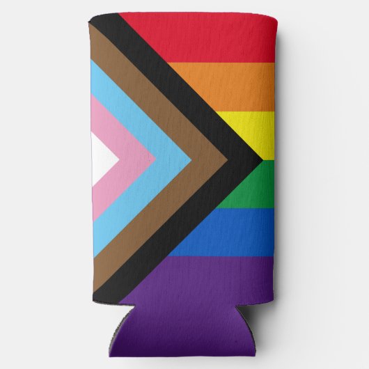 Inclusieve regenboog LGBTQ gay pride vlag Seltzer Blikjeskoeler (Achterkant)
