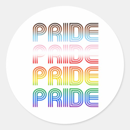 Inclusieve Retro Pride Ronde Sticker (Voorkant)