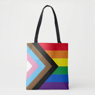 Inclusieve vlag voor homodiversiteit van regenboog tote bag