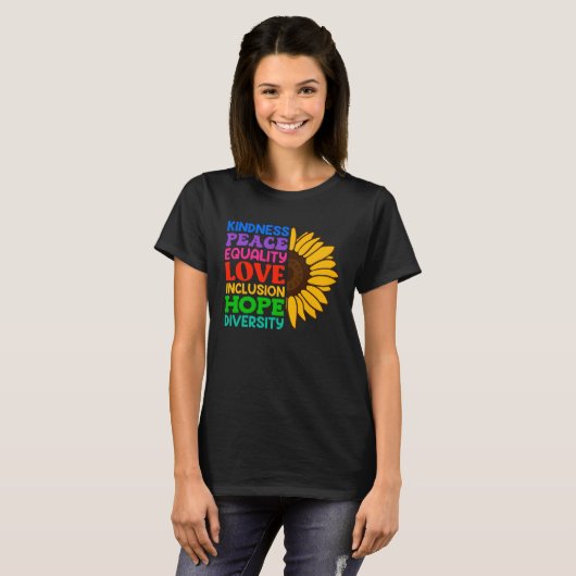 Inclusion Acceptance Kindness Solidarity Awareness T-shirt (Voorkant volledig)