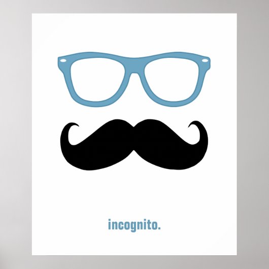 incognito - grappige snor en zonnebril poster (Voorkant)
